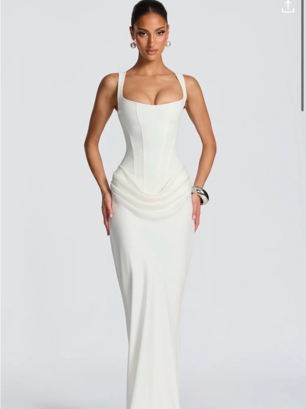 Elegant White Square-Neck Maxi Dress | CORNELIA MAXI DRESS - IVORY